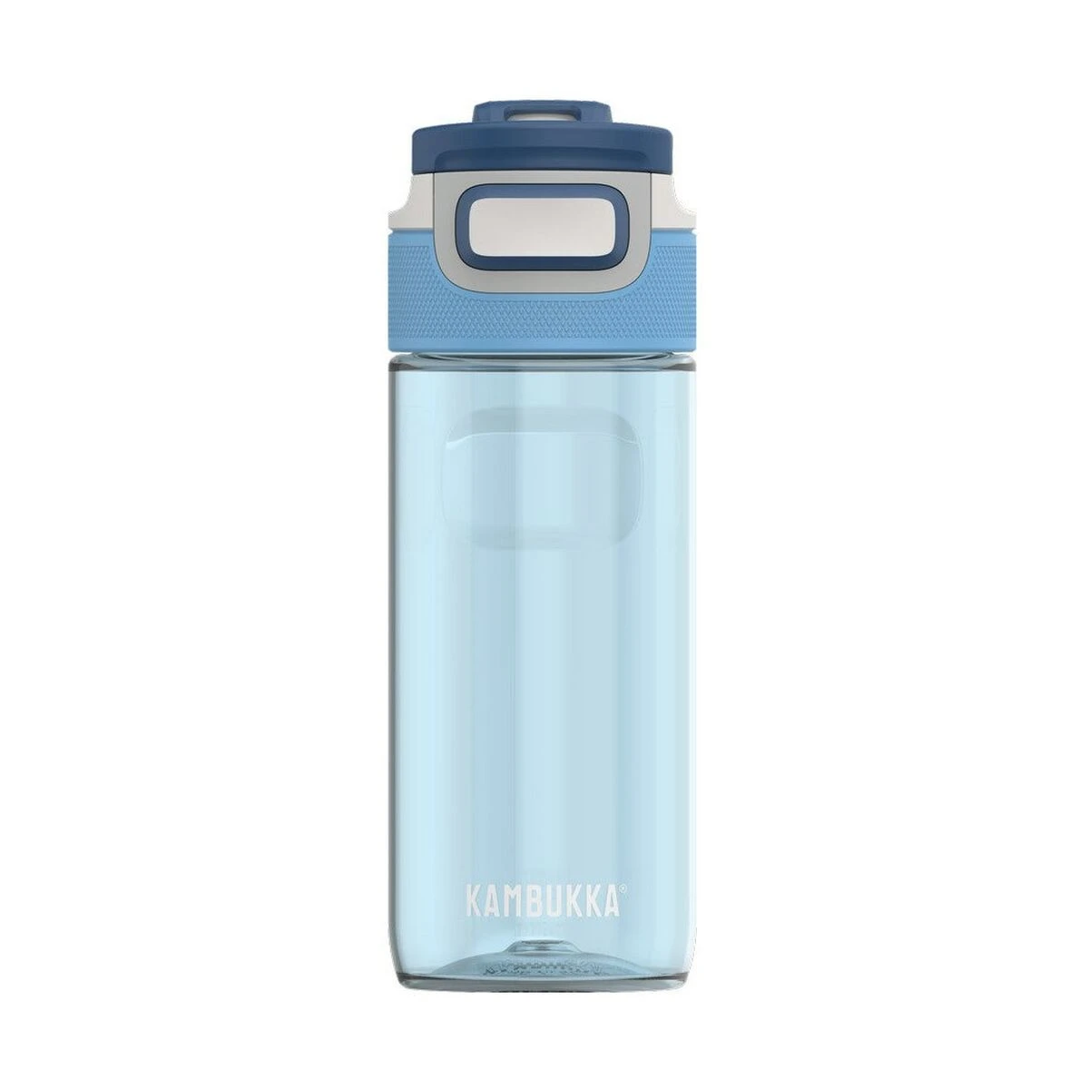 Transparent blue water bottle