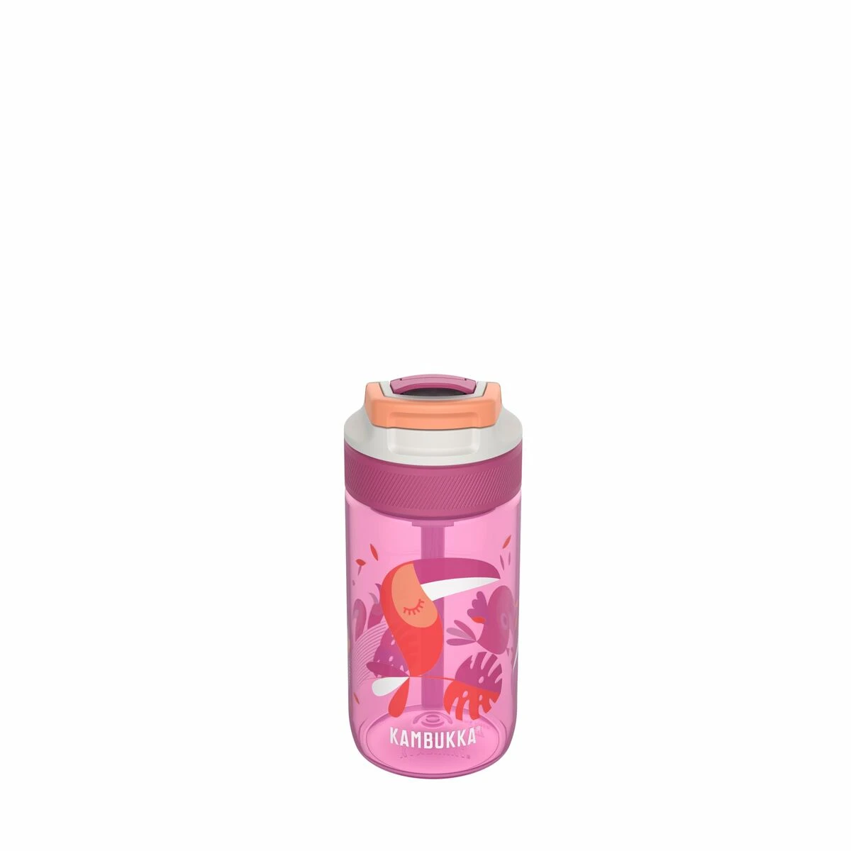 Pink Kambukka bottle with tropical patterns
