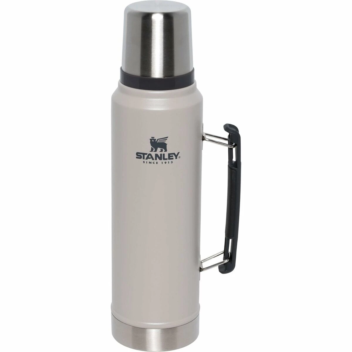 Grey Stanley thermos with handle