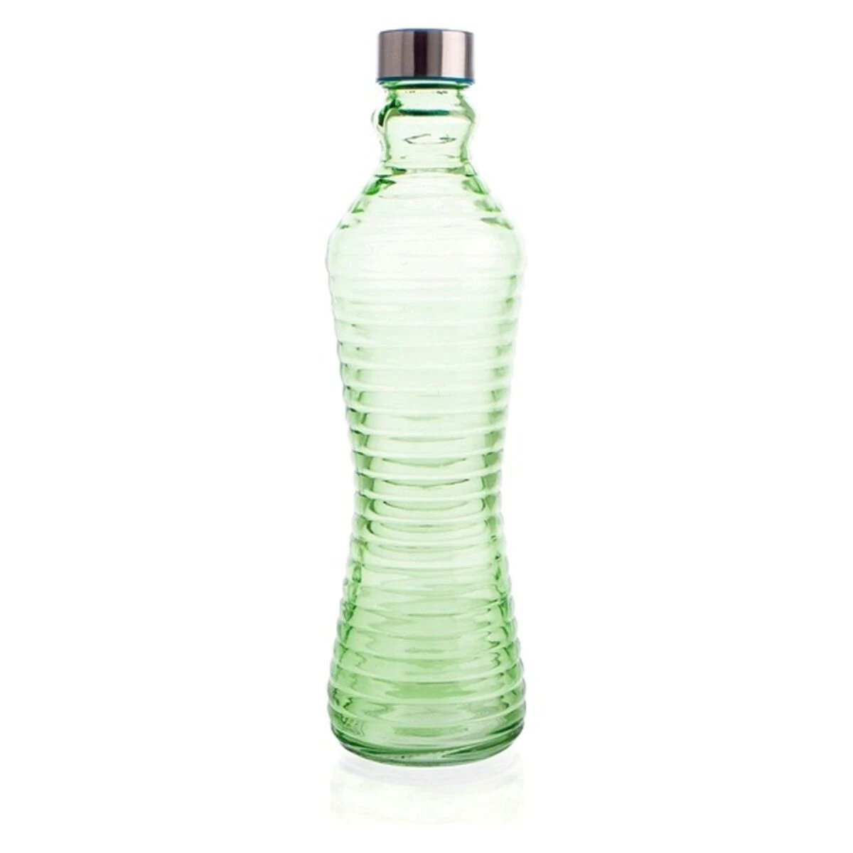 Green glass bottle with cap.