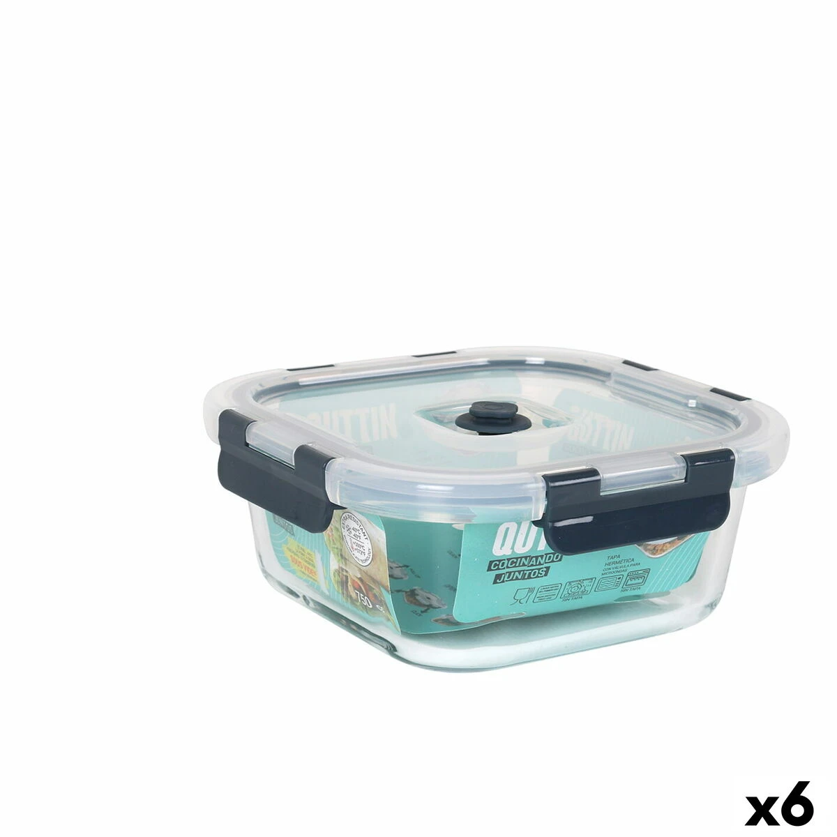 Transparent airtight container with grey lid