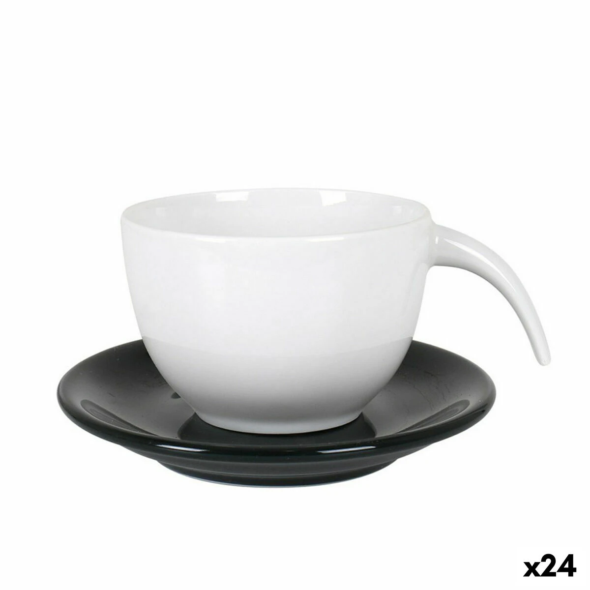 White cup on a black saucer