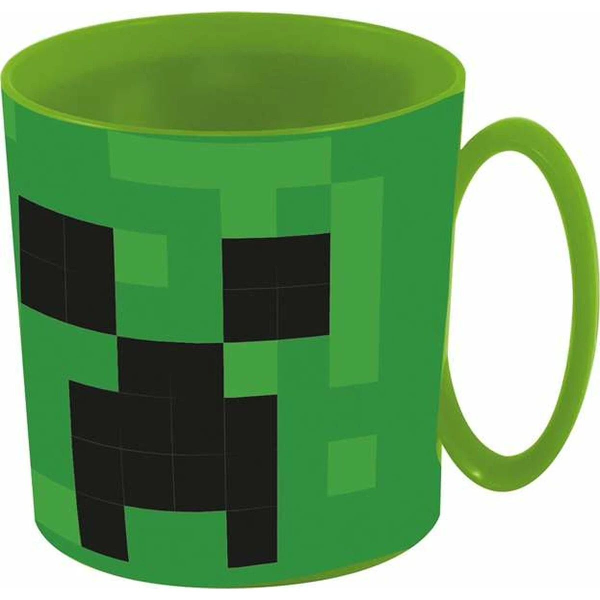 Green mug with pixel face