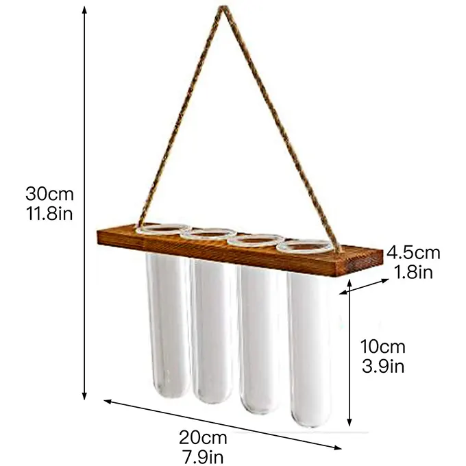 Table of measurements for tube vases