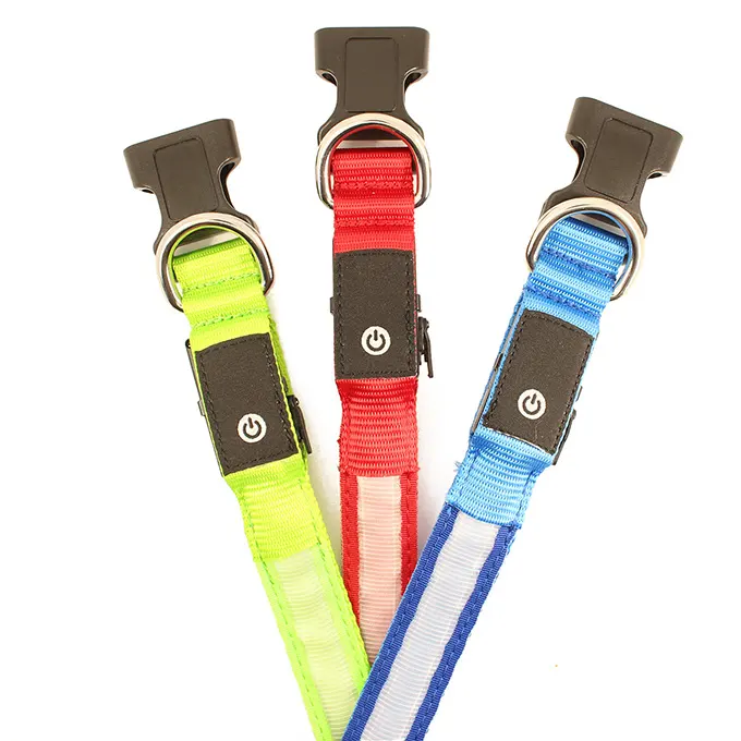 3 red yellow blue dog collars