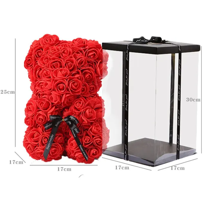 Plush red roses with box