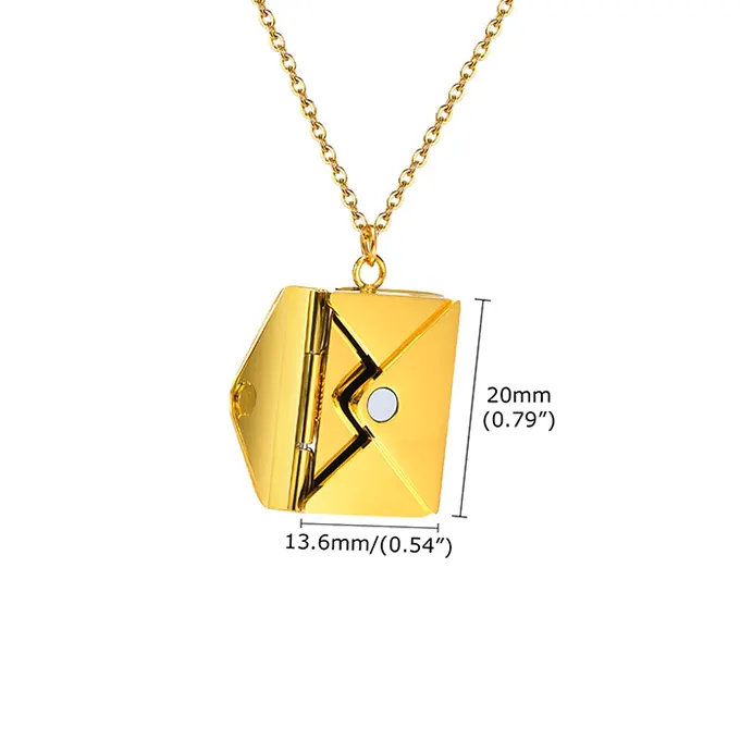 Measurement of Gold Necklace with Envelope Pendant